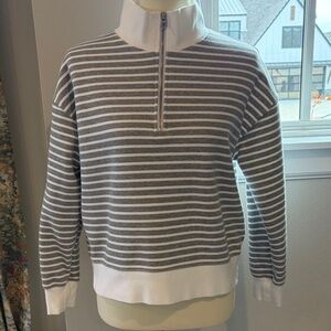 J. Crew Factory Gray and White Striped Women's Sweatshirt